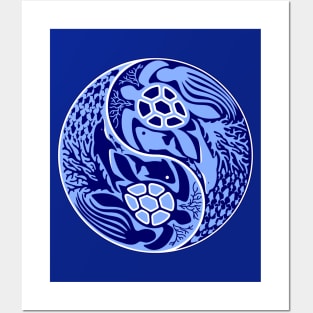 Yin Yang Marine Life Sign Posters and Art